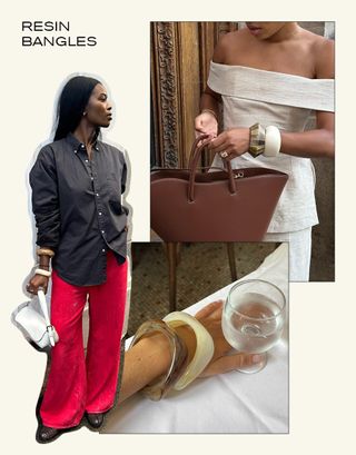 A collage featuring resin bangles.